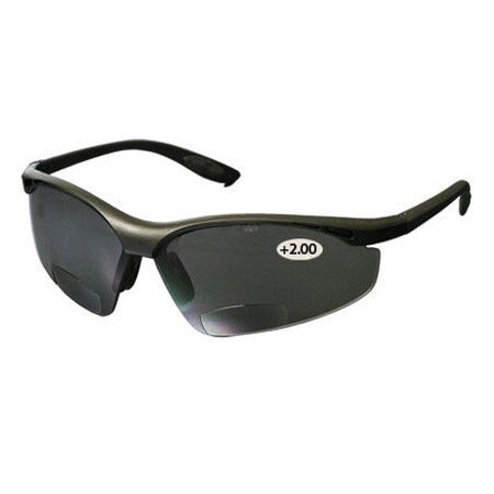 Pip Semi-Rimless Safety Readers with Black Frame, Gray Lens and Anti-Scratch Coating - +2.00 Diopter 250-25-0120